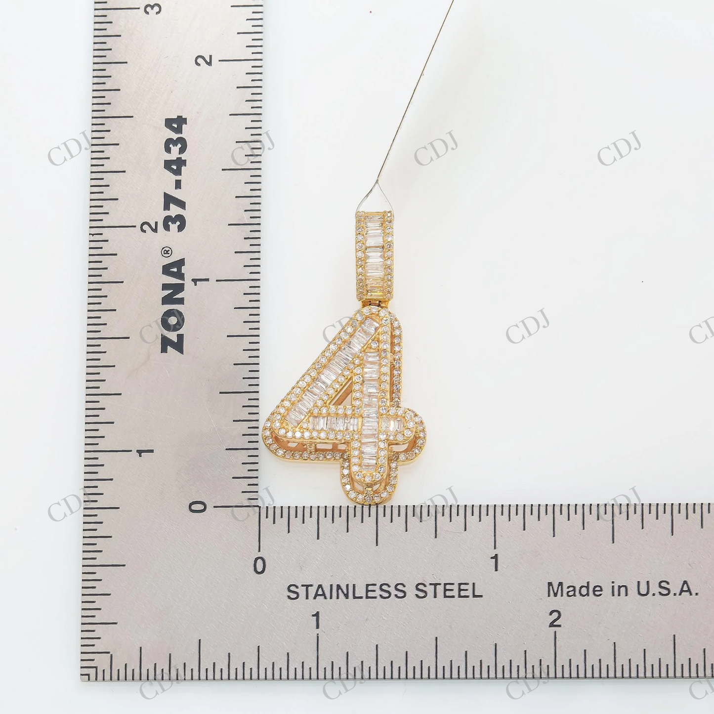Baguette Moissanite Number 4 Pendant Hip Hop Pendent customdiamjewel