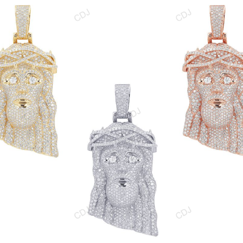 Iced Out Gold CVD Diamond Customize Jesus Pendant hip hop jewelry CustomDiamJewel