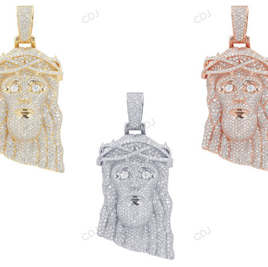 Iced Out Gold CVD Diamond Customize Jesus Pendant hip hop jewelry CustomDiamJewel