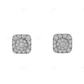 Round Lab Grown Diamond Cluster Square Gold Earring