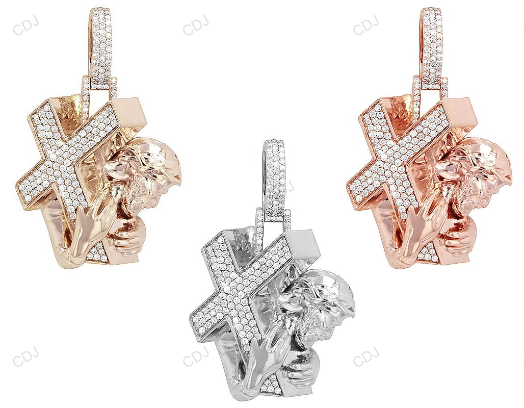 Jesus Carrying Lab Grown Diamond Gold Hip Hop Pendant hip hop jewelry CustomDiamJewel