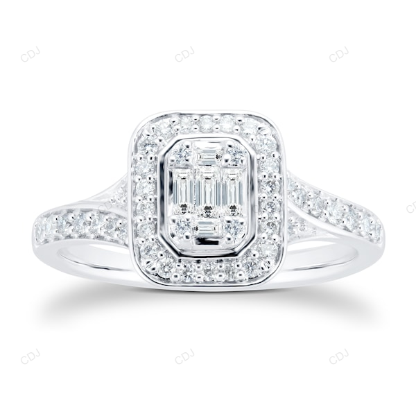 18KT White Gold Diamond Mixed Cut Bridal Set