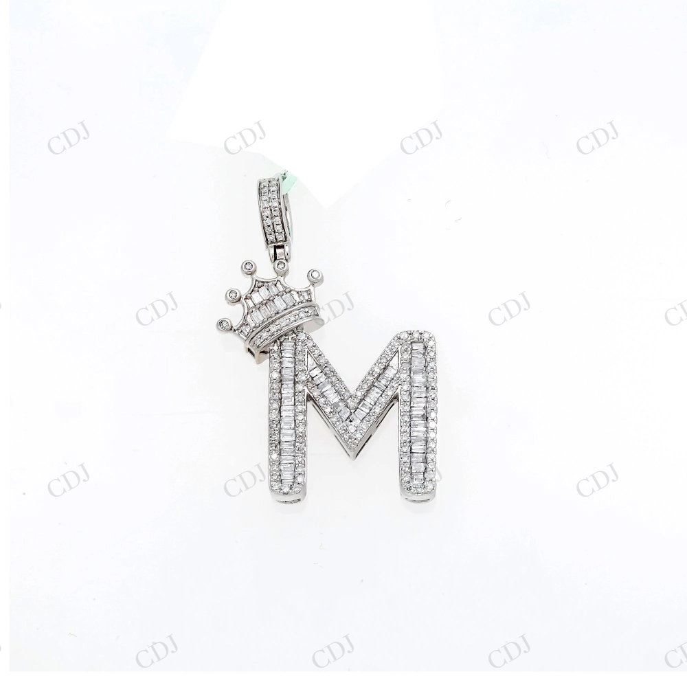 Custom Style Crown Letter M Sterling Silver Moissanite Pendant Hip Hop Pendent customdiamjewel