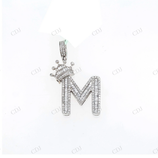 Custom Style Crown Letter M Sterling Silver Moissanite Pendant Hip Hop Pendent customdiamjewel