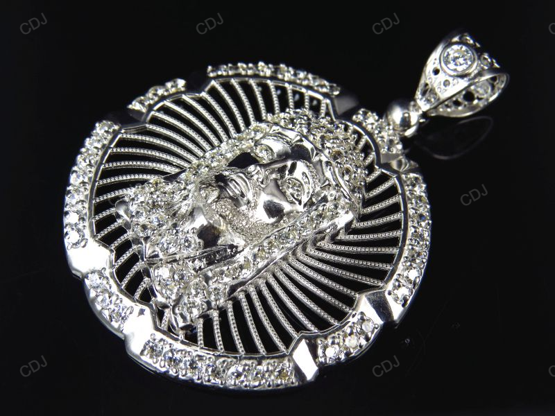 White Gold Jesus Piece Plain Pendant hip hop jewelry CustomDiamJewel
