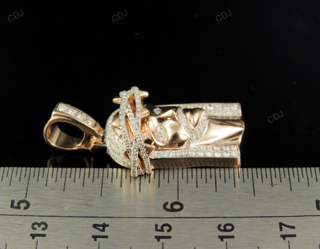 Rose Gold Jesus Face Lab Created Diamond Pendant hip hop jewelry CustomDiamJewel