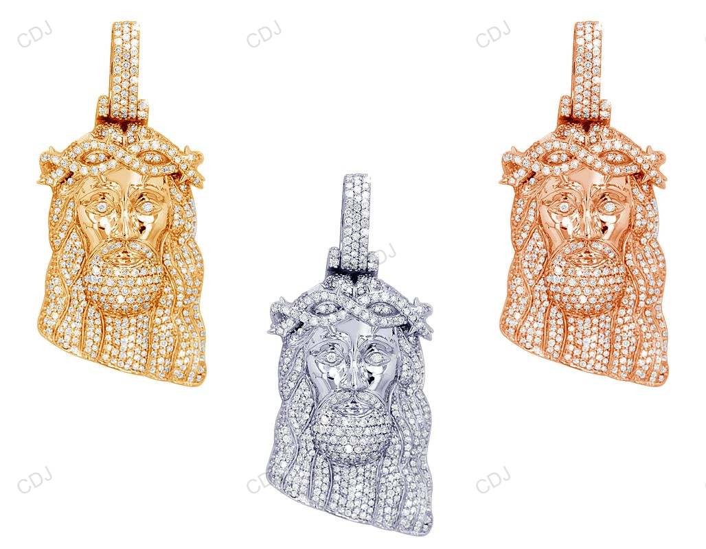 3.0 CTW Crown Of Thorn CVD Gold Jesus Pendant hip hop jewelry CustomDiamJewel