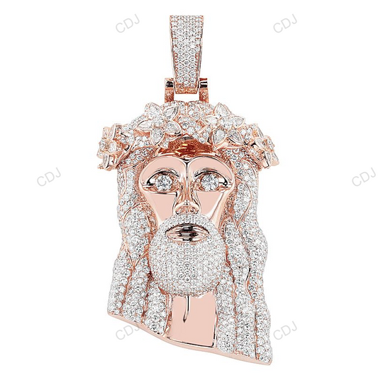 Rose Gold Lab Grown Diamond Pear Cut Floral Head Pendant hip hop jewelry customdiamjewel