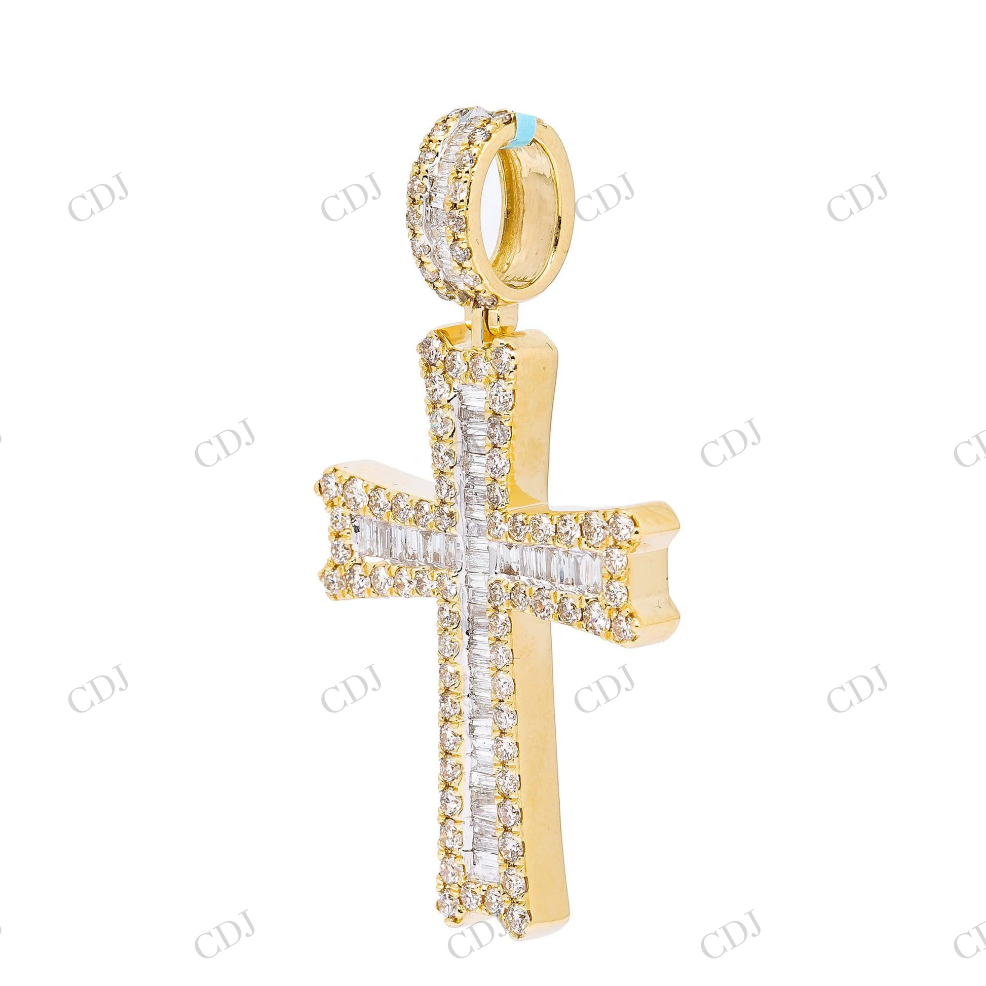 Customized Cross Round & Baguette Moissanite 925 Silver Pendant Hip Hop Pendent customdiamjewel