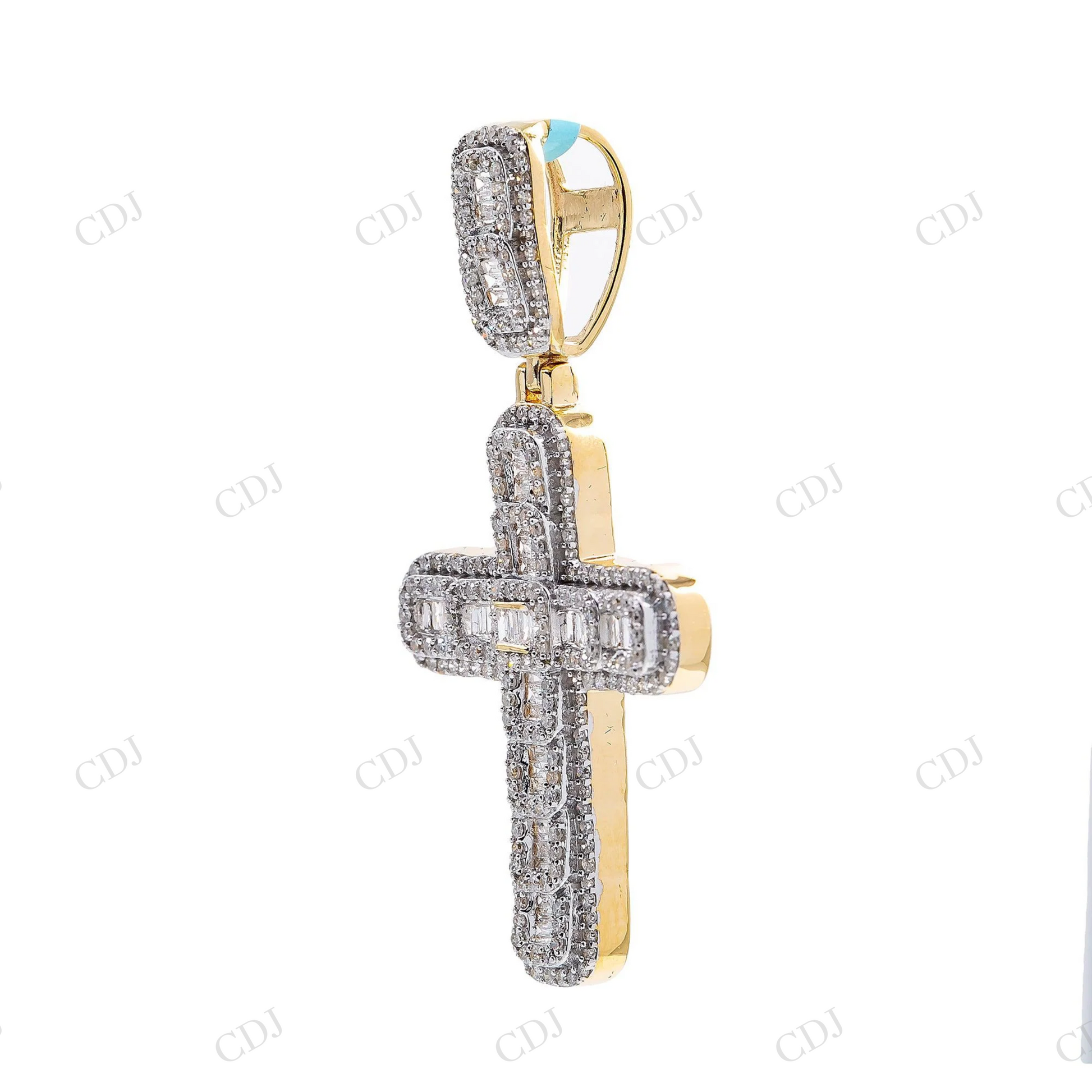 925 Silver Round & Baguette Moissanite Cross Pendant Hip Hop Pendent customdiamjewel
