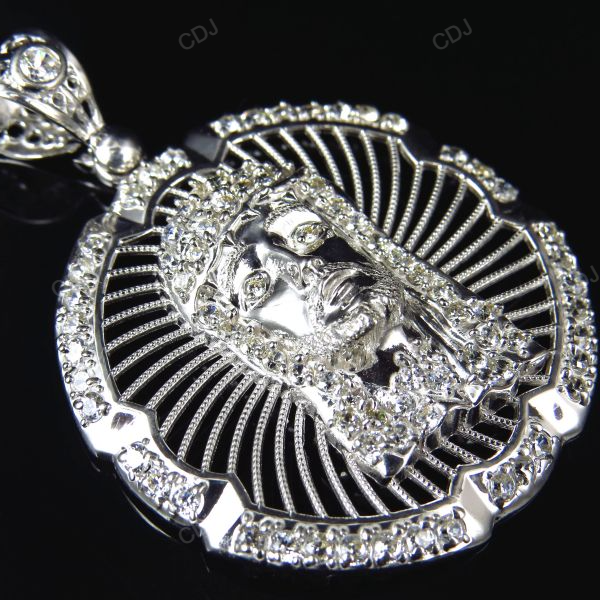 White Gold Jesus Piece Plain Pendant hip hop jewelry CustomDiamJewel