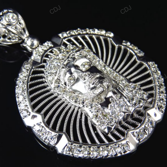 White Gold Jesus Piece Plain Pendant hip hop jewelry CustomDiamJewel