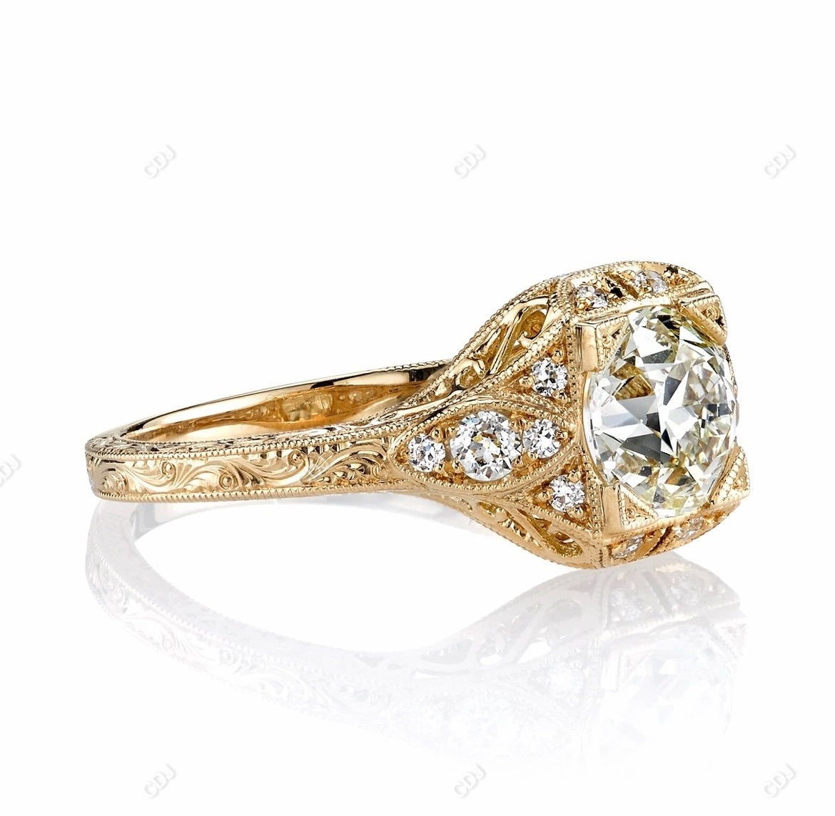 1.55 CTW Round Cut Lab-grown Diamond Vintage Engagement Ring