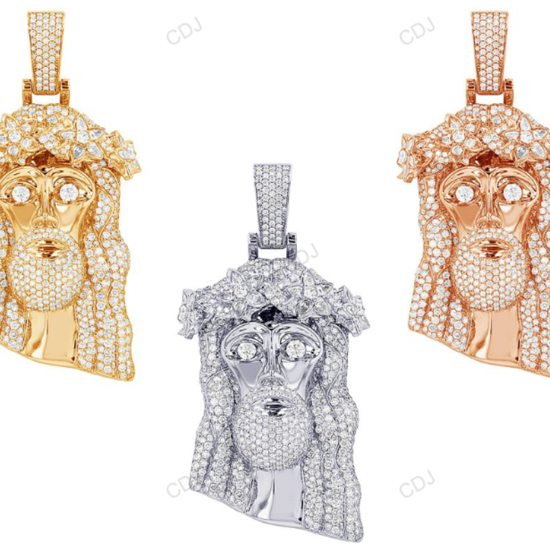 16.50 CTW VVS Lab Grown Diamond Iced Out Gold Jesus Pendant hip hop jewelry customdiamjewel