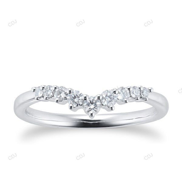 18KT Gold Lab Grown Diamond Curved Weeding Band