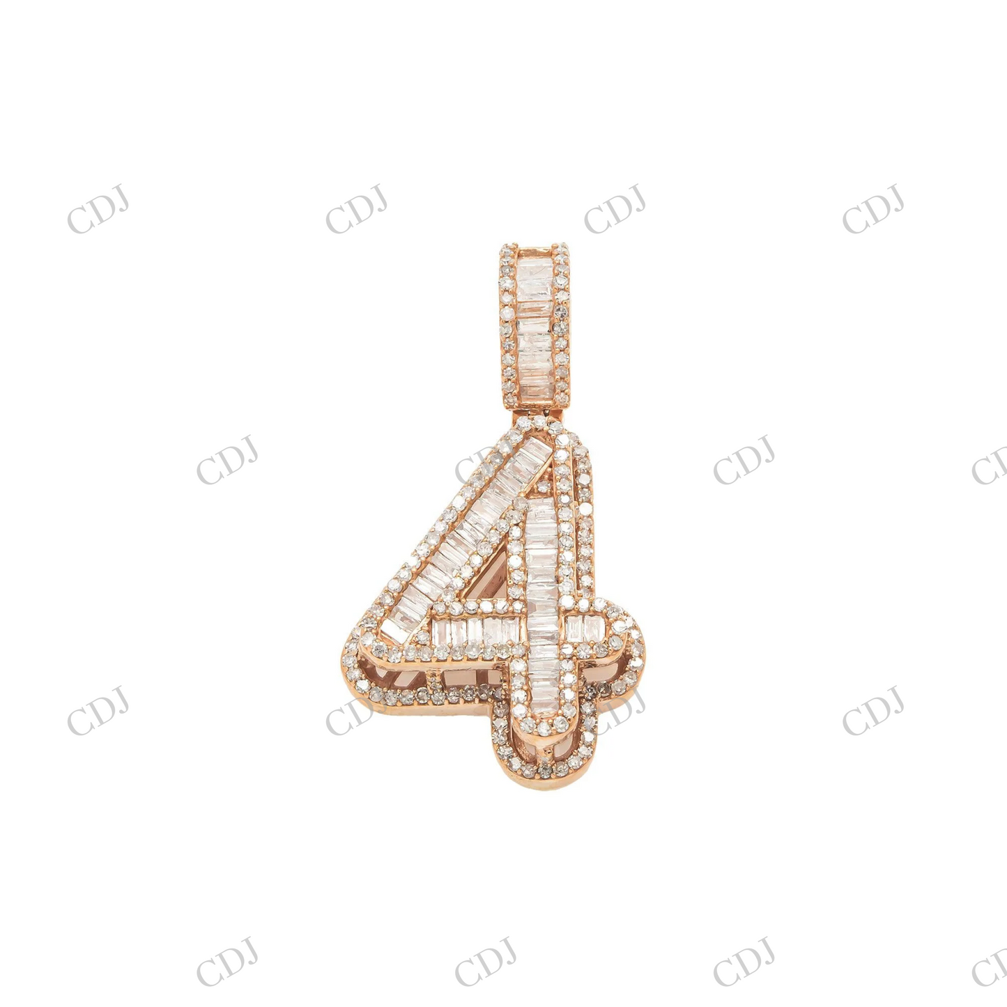 Baguette Moissanite Number 4 Pendant Hip Hop Pendent customdiamjewel