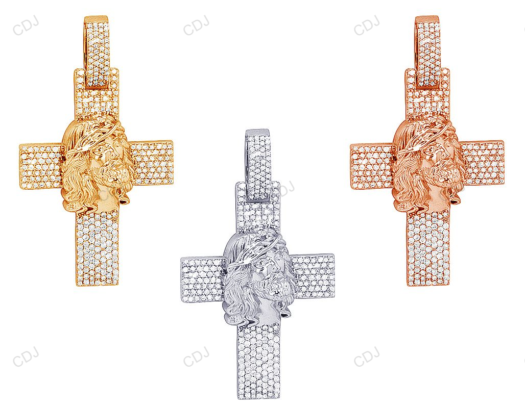 Jesus Cross Lab Grown Diamond Gold Handmade Pendant hip hop jewelry CustomDiamJewel
