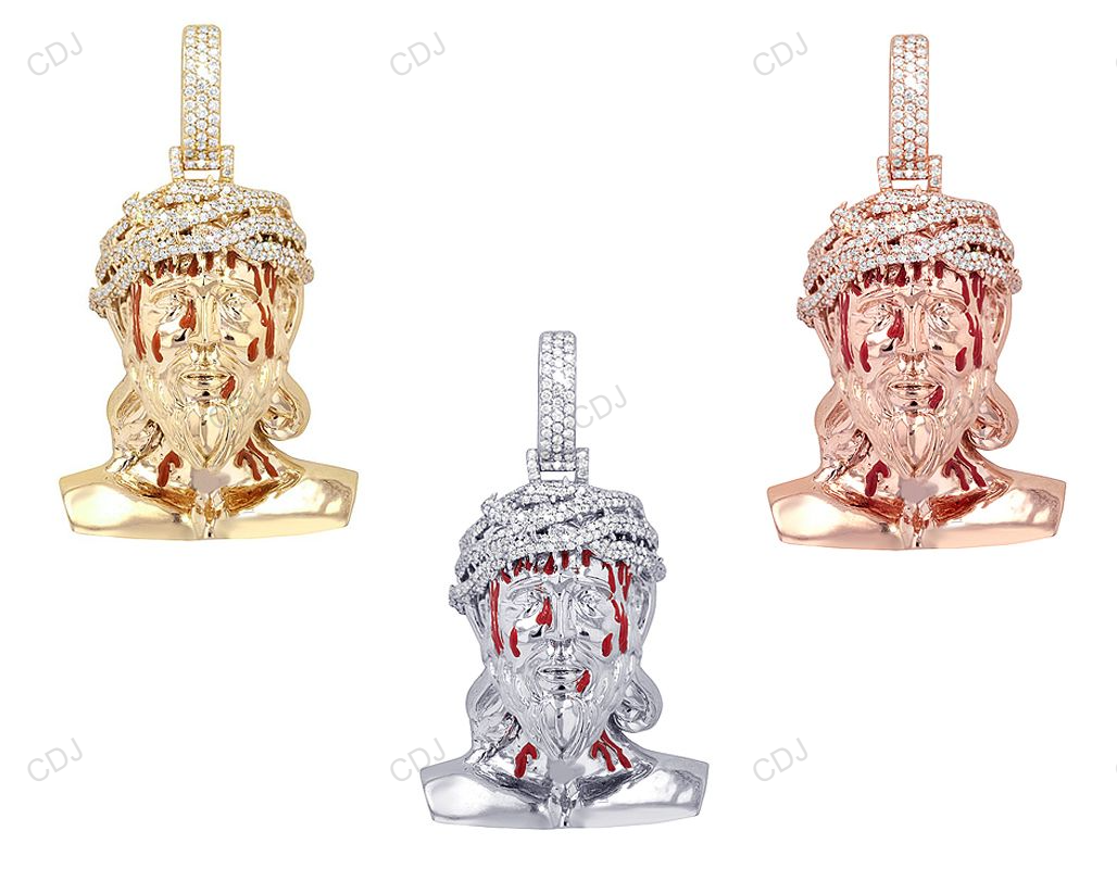 Bleeding Jesus Crown Lab Grown Diamond Gold Pendant hip hop jewelry CustomDiamJewel