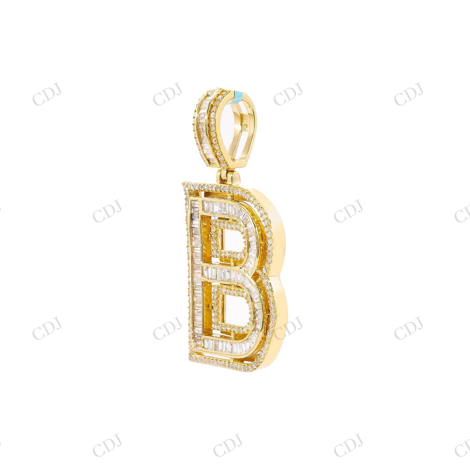 Custom Made B Moissanite Baguette & Round 925 Silver pendant Hip Hop Pendent customdiamjewel