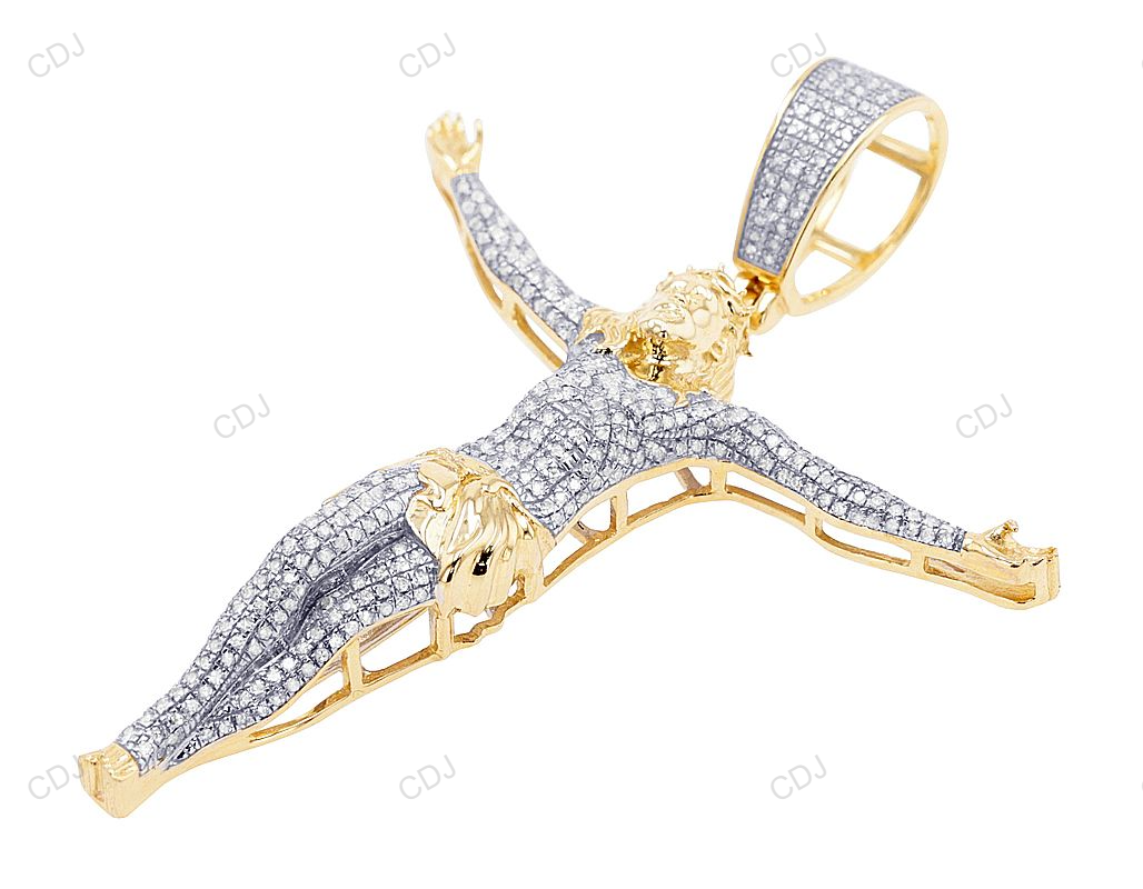 0.75 CTW Crucifix CVD Diamond Gold Jesus Pendant hip hop jewelry CustomDiamJewel