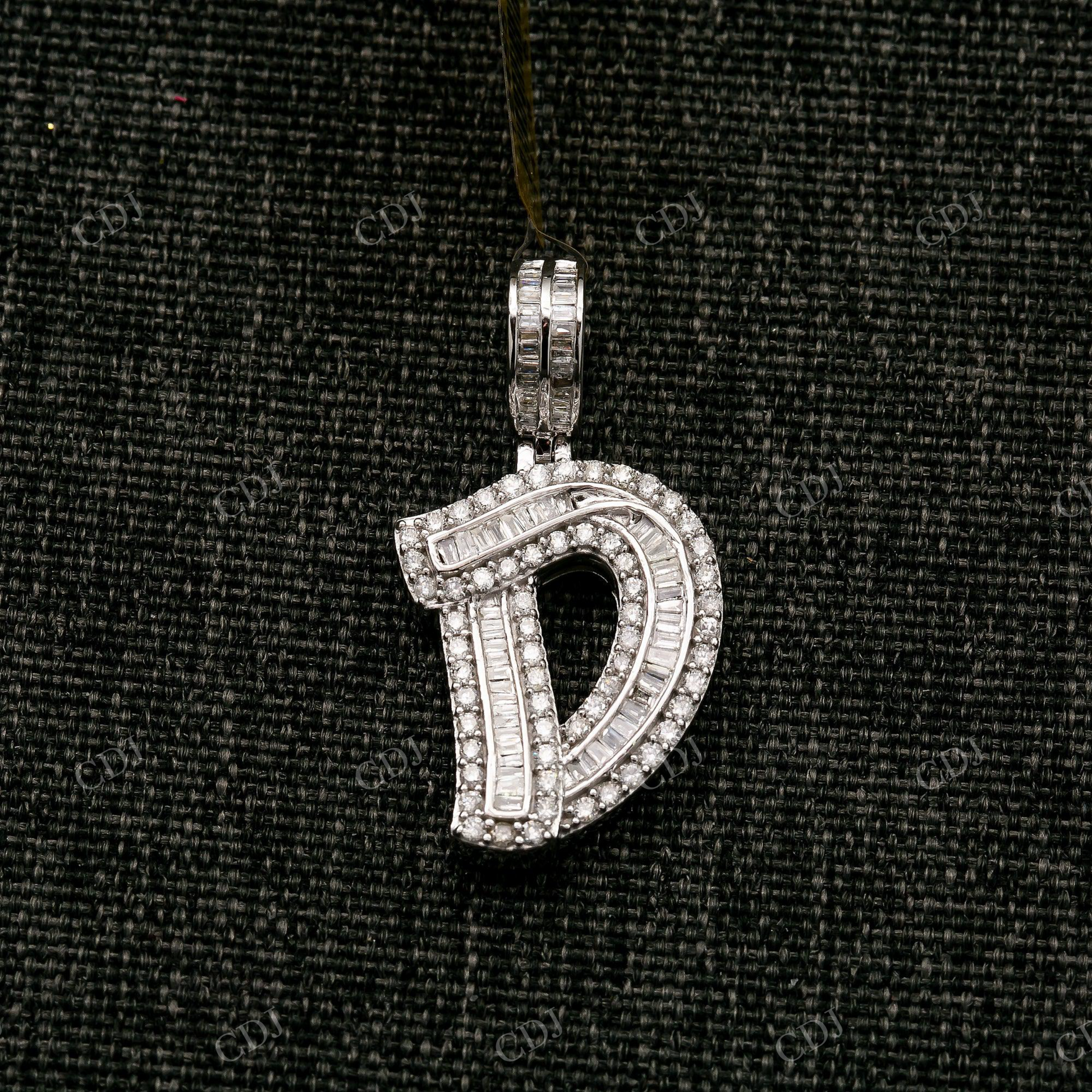 Moissanite Baguette Iced Out 925 Sterling Silver D Letter Pendant Hip Hop Pendent customdiamjewel