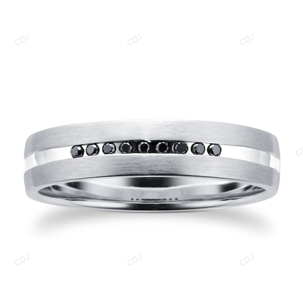 Black Onyx CVD Diamond White Gold Wedding Band