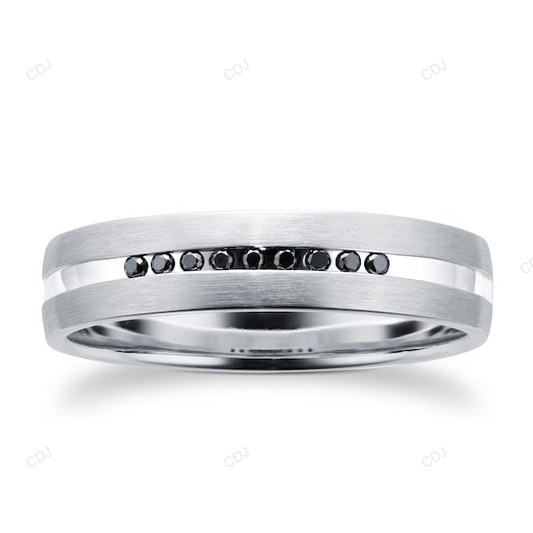 Black Onyx CVD Diamond White Gold Wedding Band