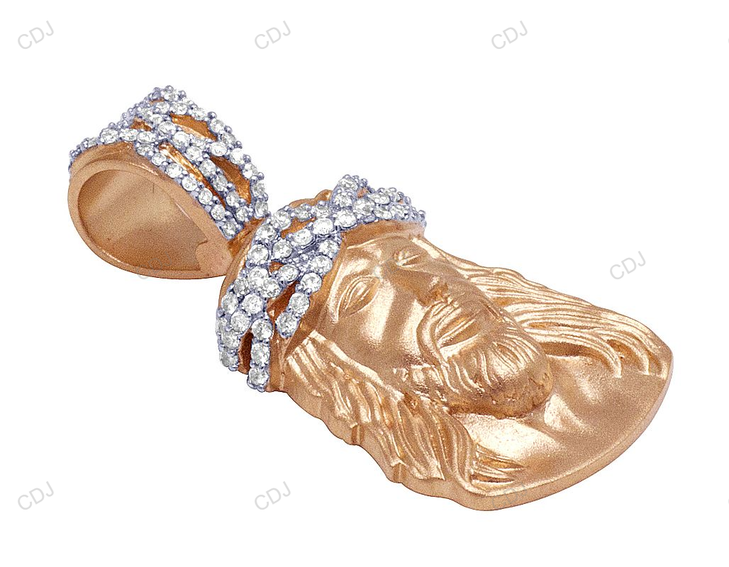 0.55 CTW Rose Gold Jesus Matte Lab Grown Diamond Pendant hip hop jewelry CustomDiamJewel