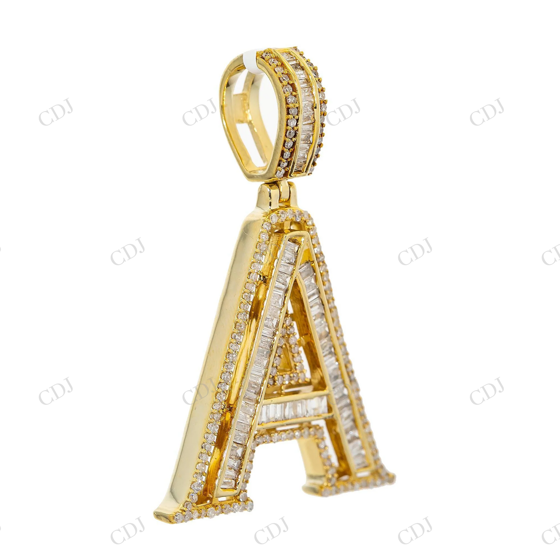 925 Silver Baguette & Round Moissanite "A" Pendant Hip Hop Pendent customdiamjewel