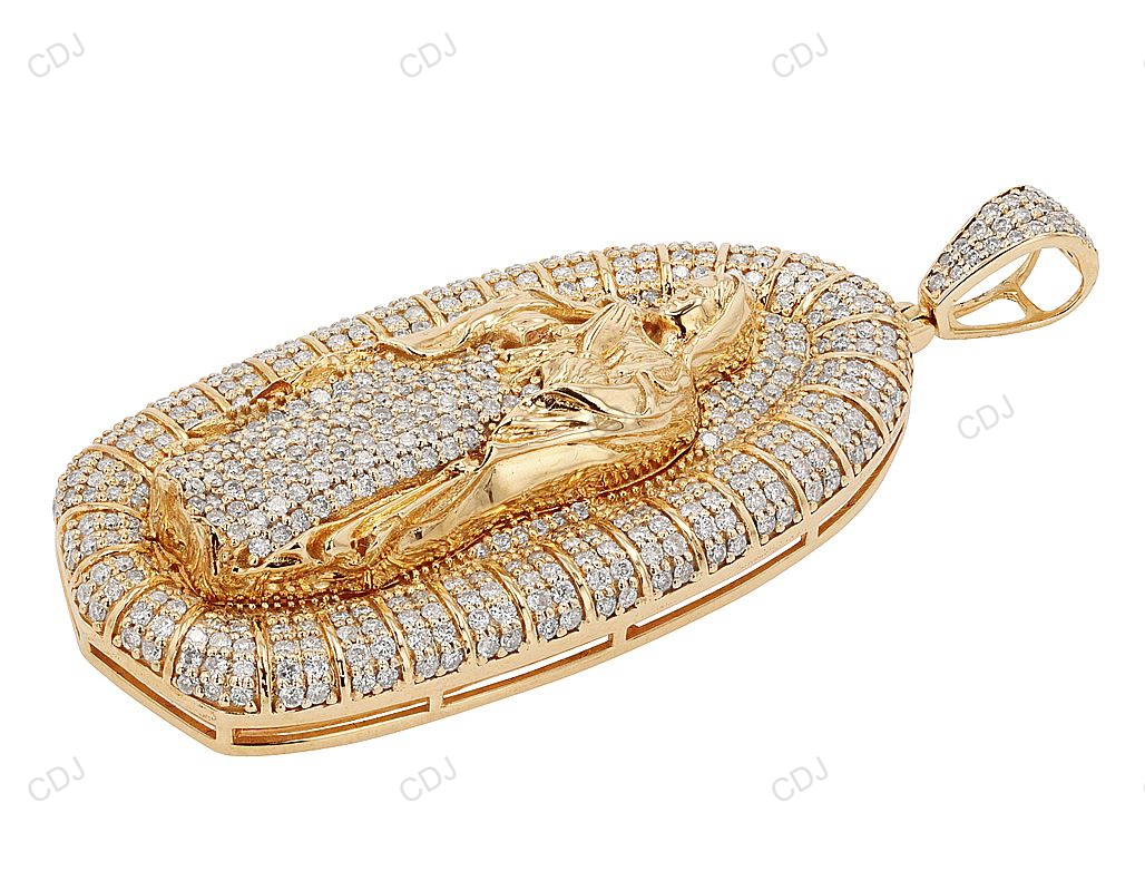 Mother Mary Yellow Gold Iced Out Pendant hip hop jewelry CustomDiamJewel