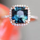 3.56 CTW Cushion Cut Blue Moissanite Halo Engagement Ring