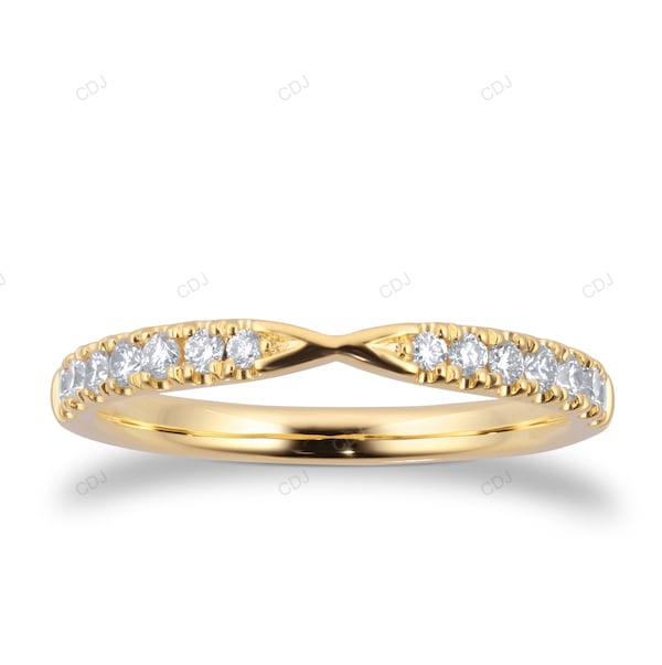 18K Solid Gold Lab Grown Diamond Wedding Band