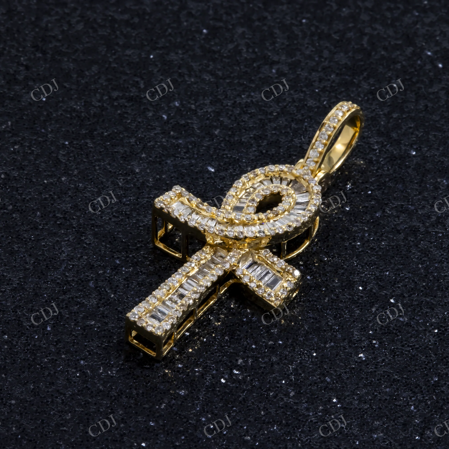 0.72CTW Sterling Silver Baguette and Round Diamond Moissanite Cross Pendant Hip Hop Pendent customdiamjewel