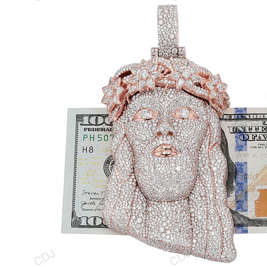 Lab Grown Diamond Gold Cross Jesus Hip Hop Pendant hip hop jewelry CustomDiamJewel