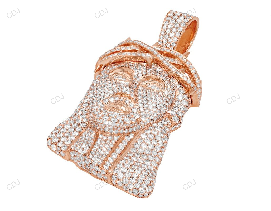 Rose Gold Lab Grown Diamond Iced Out Jesus Pendant hip hop jewelry CustomDiamJewel