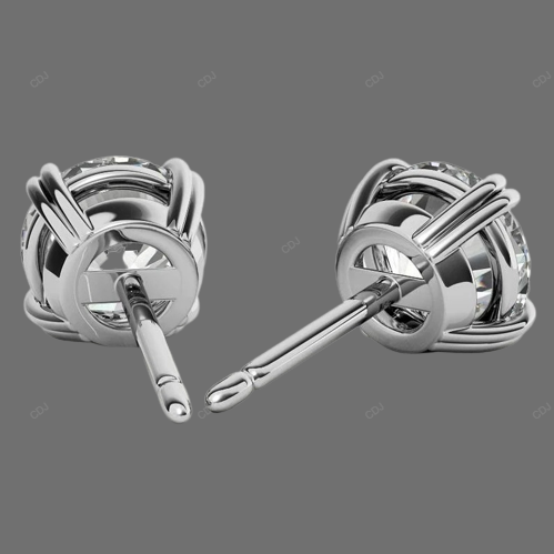 Double Prong Yellow Gold Lab Grown Diamond Earrings
