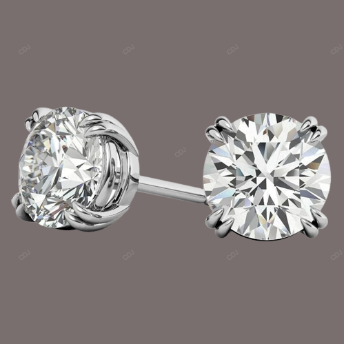 Double Prong Yellow Gold Lab Grown Diamond Earrings