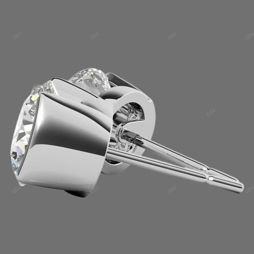 White Half Bezel Set Lab Grown Diamond Earrings