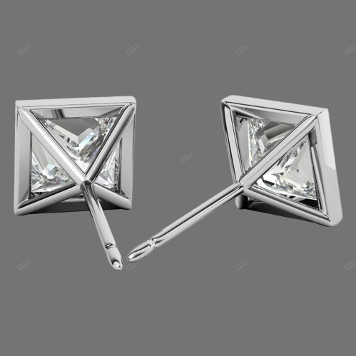 Bezel Setting Lab Grown Diamond Gold Earrings