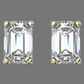Yellow Gold Emerald Cut Lab Created Diamond Earrings