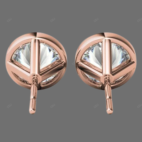 Yellow Gold Bezel Set Lab Grown Diamond Earrings customdiamjewel