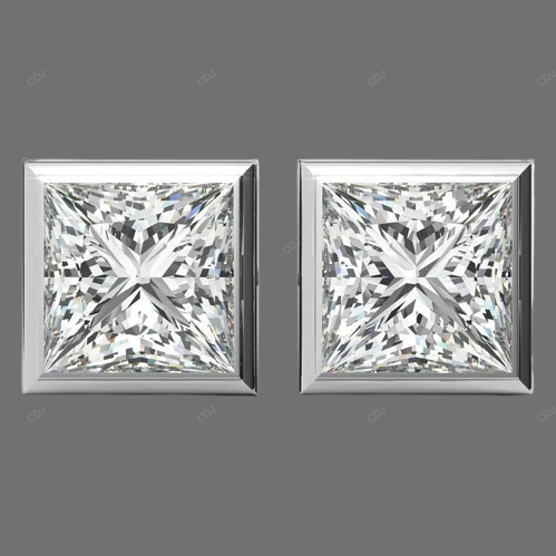 Bezel Setting Lab Grown Diamond Gold Earrings