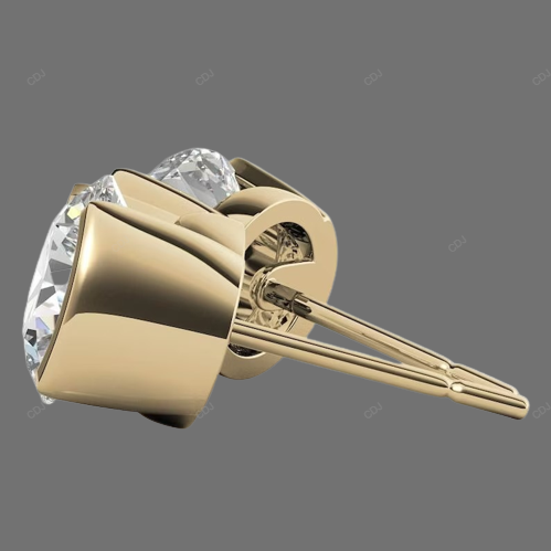 White Half Bezel Set Lab Grown Diamond Earrings
