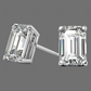 Yellow Gold Emerald Cut Lab Created Diamond Earrings