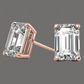 Yellow Gold Emerald Cut Lab Created Diamond Earrings