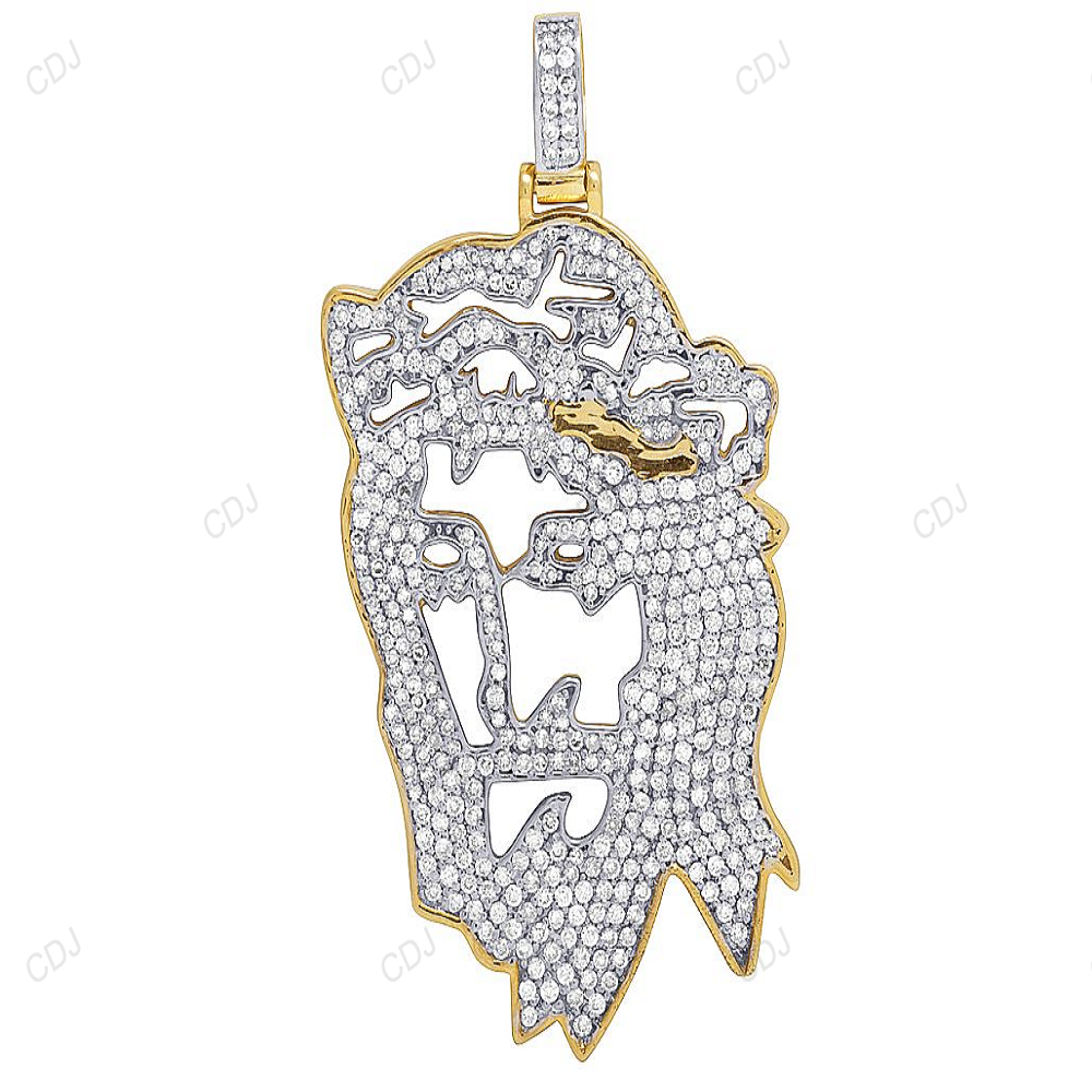 Yellow Gold Cut Out Digital Christ Jesus CVD Diamond Pendant hip hop jewelry CustomDiamJewel