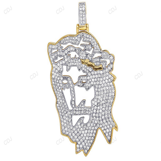 Yellow Gold Cut Out Digital Christ Jesus CVD Diamond Pendant hip hop jewelry CustomDiamJewel