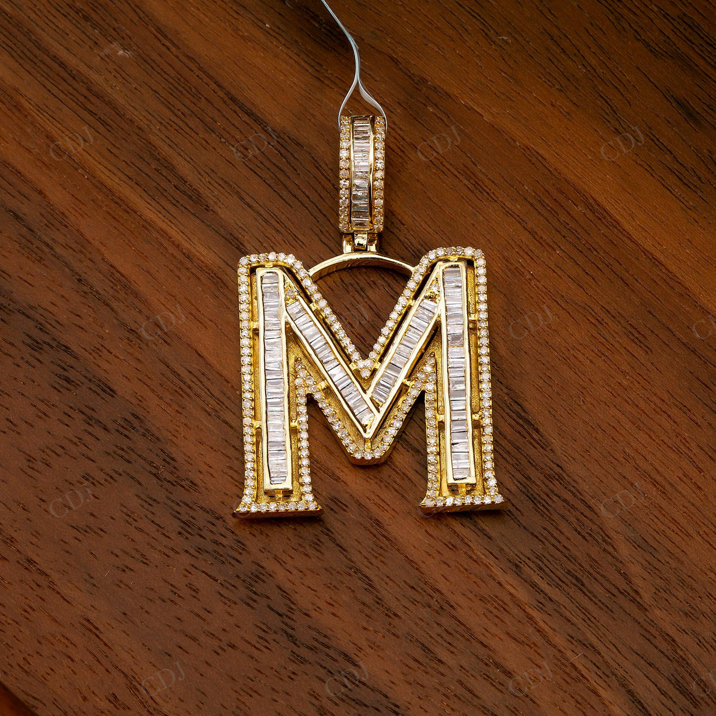 Custom Letter M Fully Iced 925 Silver Baguette Moissanite Pendant Hip Hop Pendent customdiamjewel