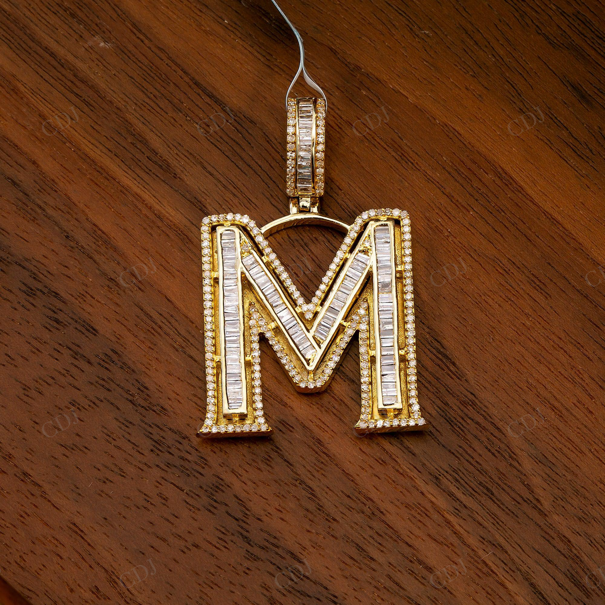 Custom Letter M Fully Iced 925 Silver Baguette Moissanite Pendant Hip Hop Pendent customdiamjewel