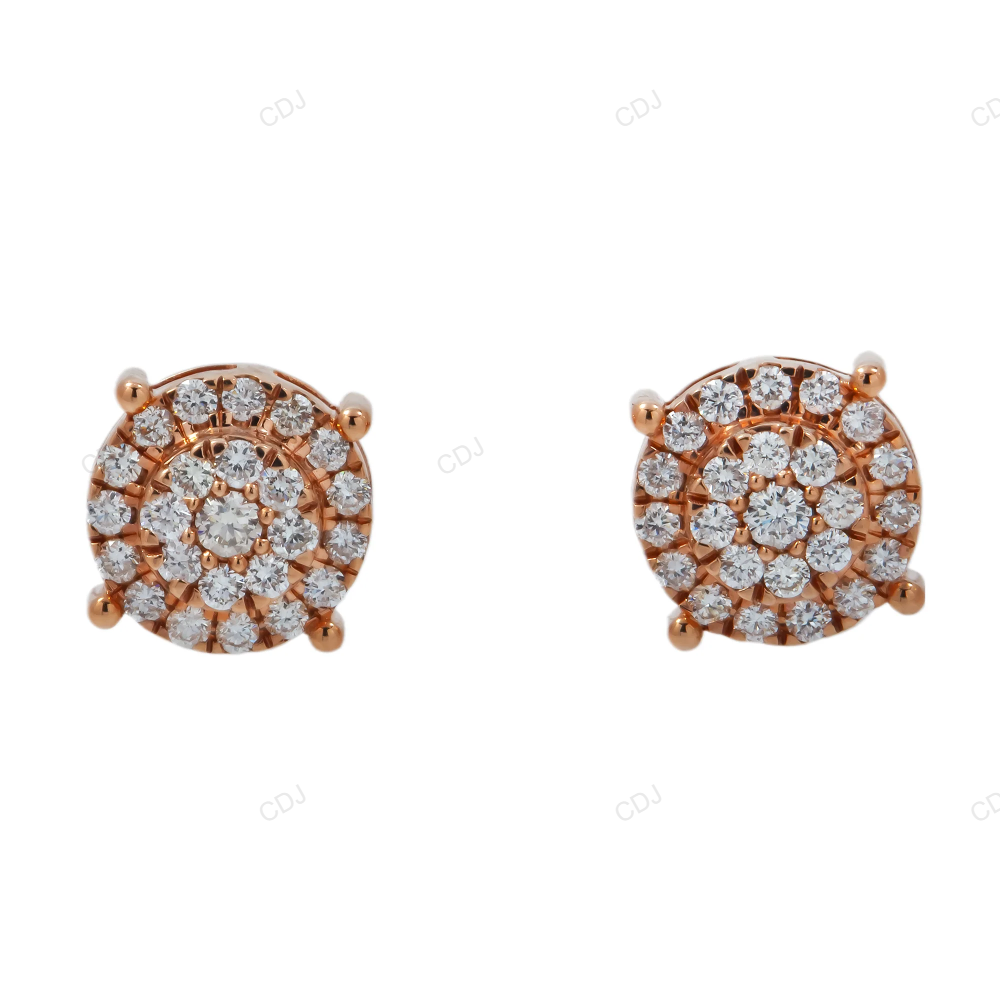Rose Gold Lab Grown Diamond Floral Cluster Stud Earrings
